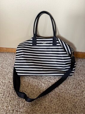 kate spade Black and White Striped Weekend Travel Bag